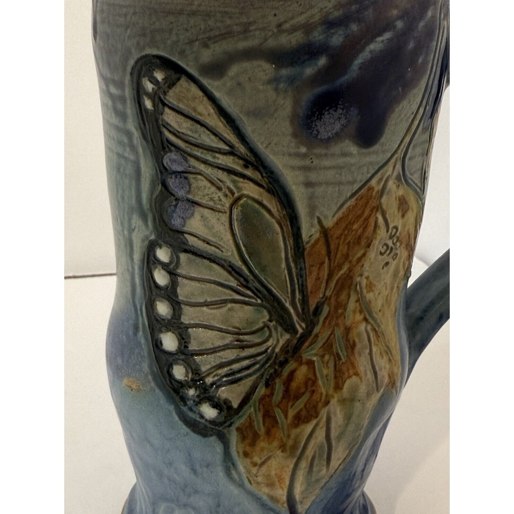 Studio Pottery-Butterfly Leaves-Textures-Colors-Sheens-Artist Signed-Coffee Mug
